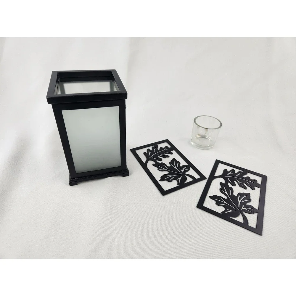 PartyLite Change-O-Candle Luminary Votive Candle Holder Leaves Magnetic Plates